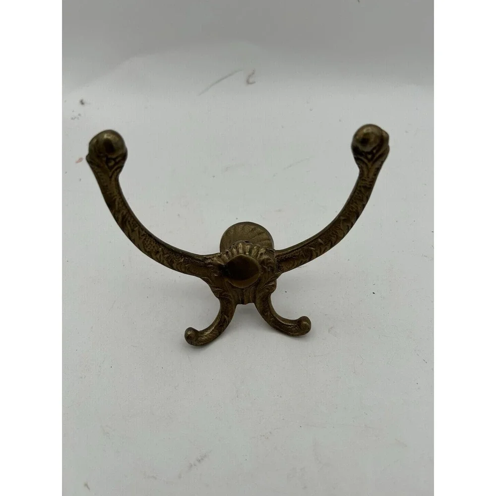 Vintage Solid Brass Wall Mount Double Arm 4 Hook Coat Hanger‎